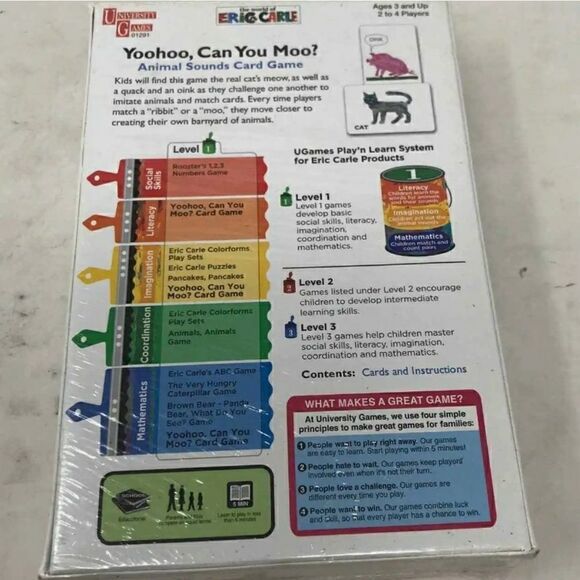ERIC Carle Animal Sounds Card Game Yoohoo Can You Moo New Sealed in Box - Picture 2 of 2